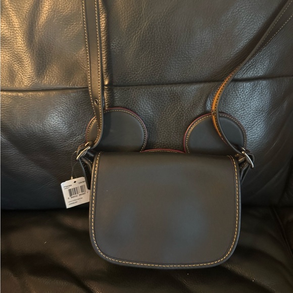 Coach Handbags - Coach x Disney Mickey Black Leather Crossbody Bag with Ear Details